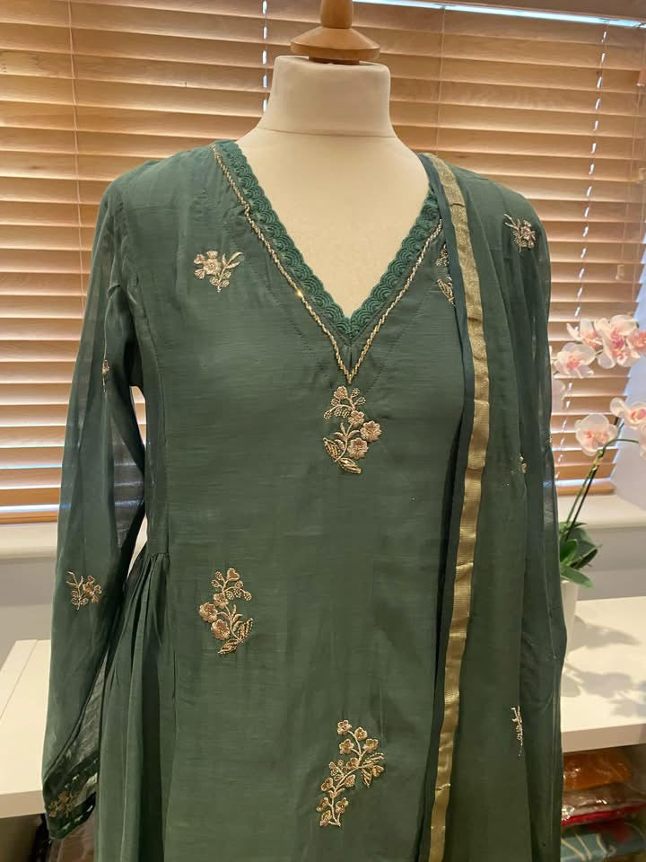 Embroidered A-Line Kurta Set
